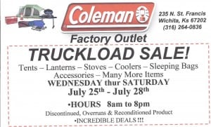 Coleman Factory Outlet Truckload Sale 2012