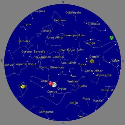 Star chart showing the night sky on the event date from the GPNC