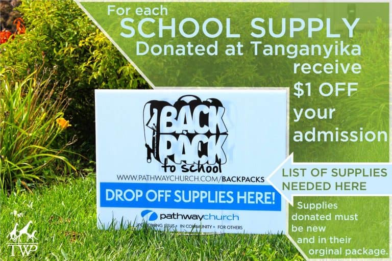 Tanganyika Wildlife Park school supply donation discount