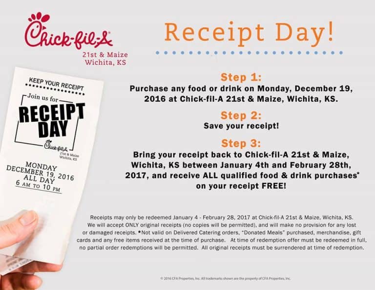 chick-fil-a receipt day west wichita 2016