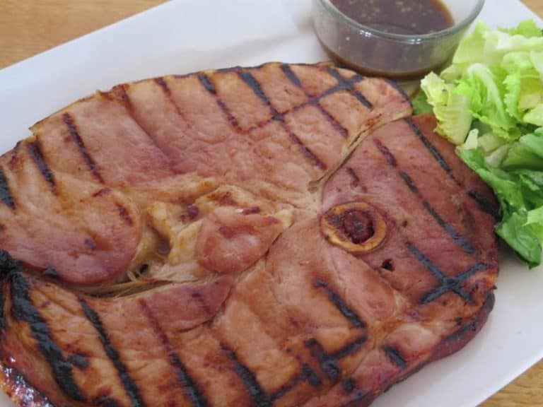 Ham steaks with maple bourbon glaze recipe and photo courtesy of The Kansas Pork Association