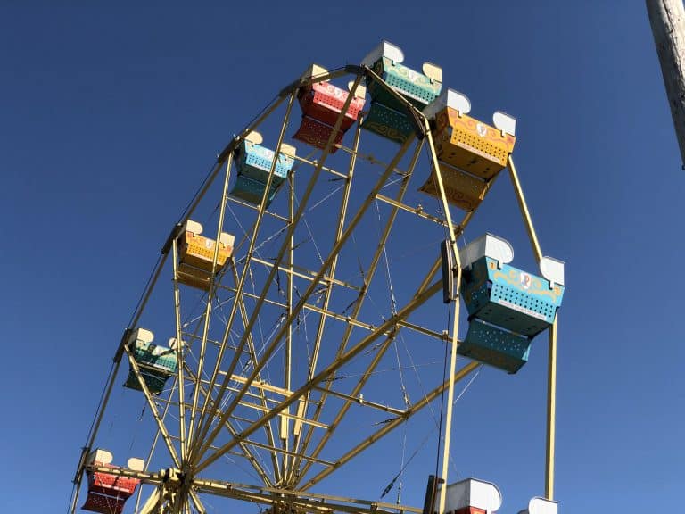 Joyland Ferris Wheel colorful seat detail by Dalton Sanders