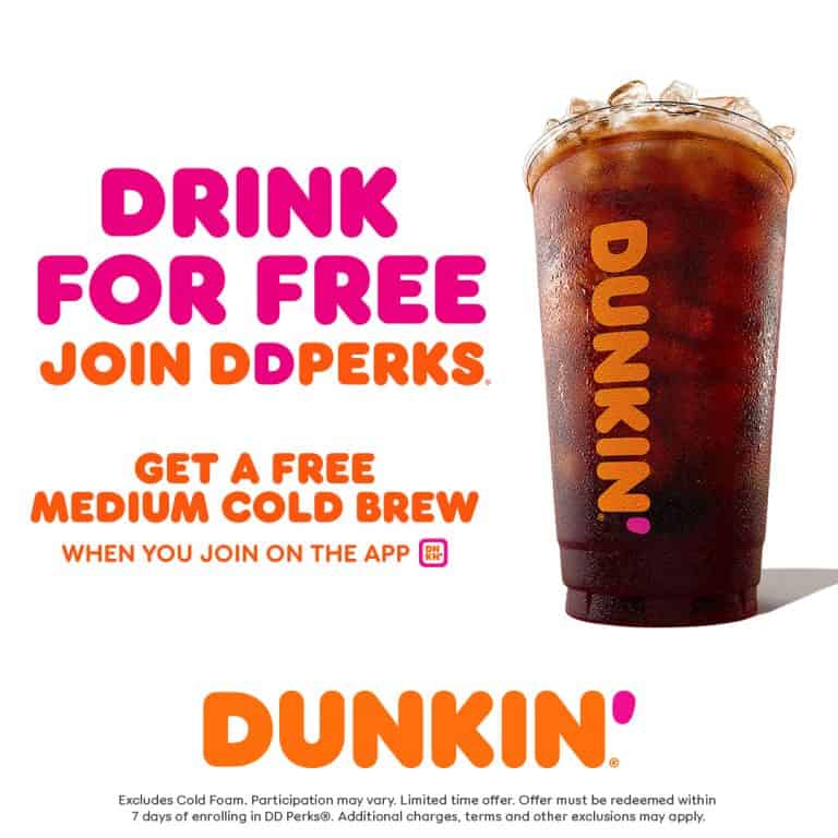 free dunkin cold brew with signup for dd perks
