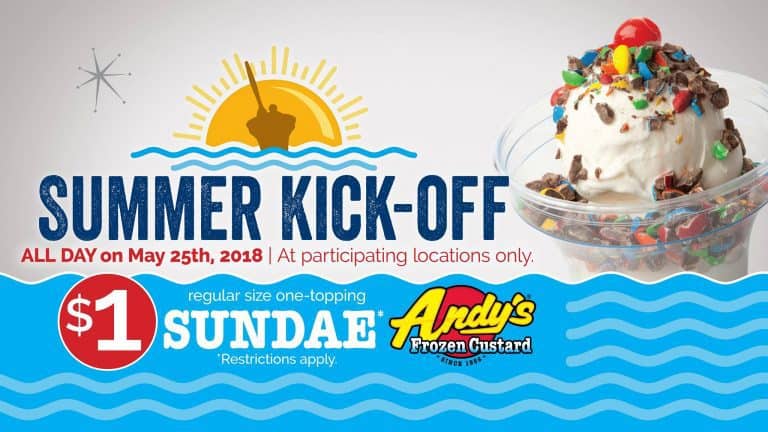 Andy's Frozen Custard 1 sundae Summer Kickoff 2018