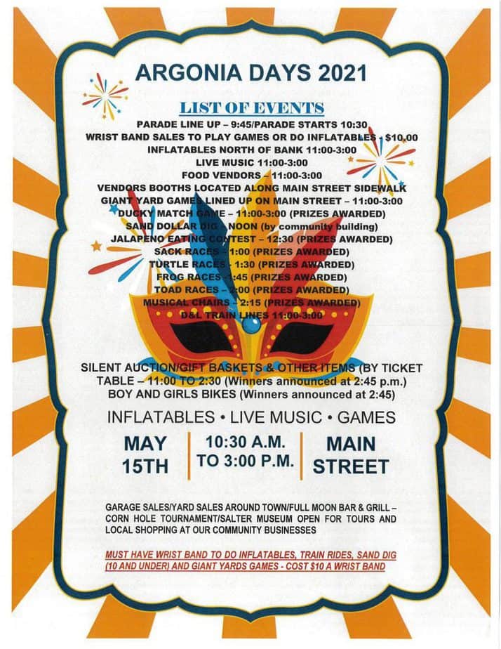 2021 Argonia Days flier