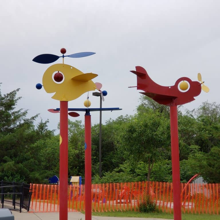 Cute and colorful weather vanes at Sedgwick County Park playground