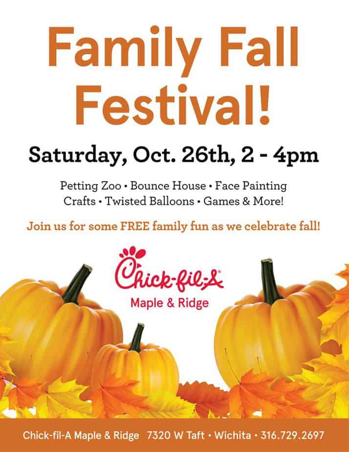 Family Fall Festival at Chick fil A on Maple and Ridge