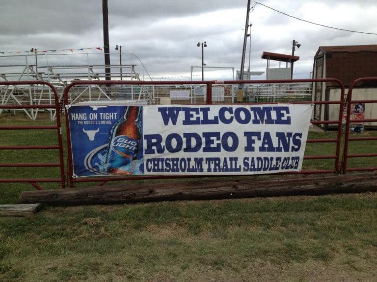 Clearwater rodeo sign at Chisholm Trail Saddle Club