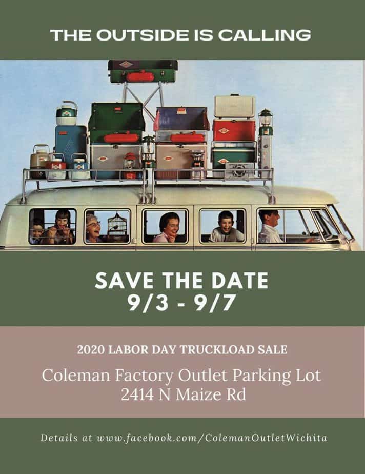 coleman factory outlet labor day truckload sale