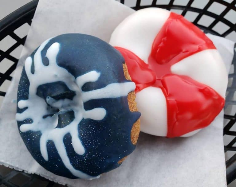 Donut Whole donuts with Wichita flag icing decoration