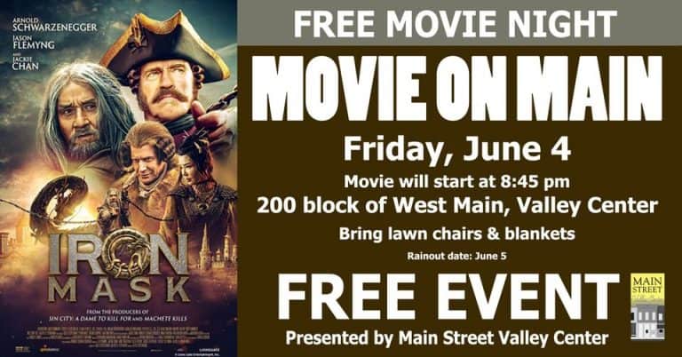 flyer for Valley Center's free outdoor movie night