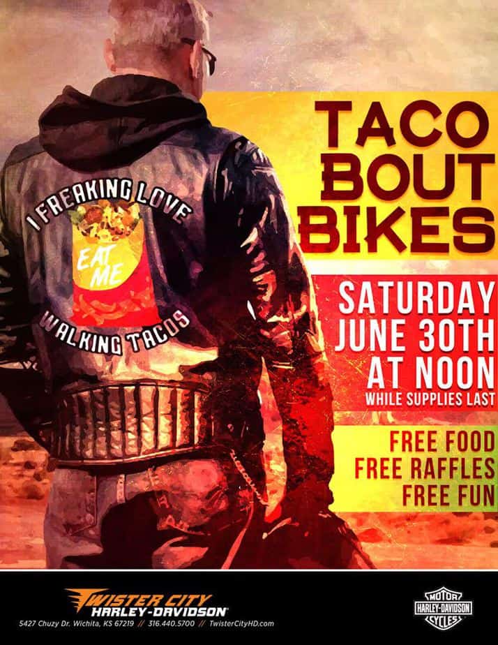 Free tacos at Twister City Harley Davidson in Wichita on June 30
