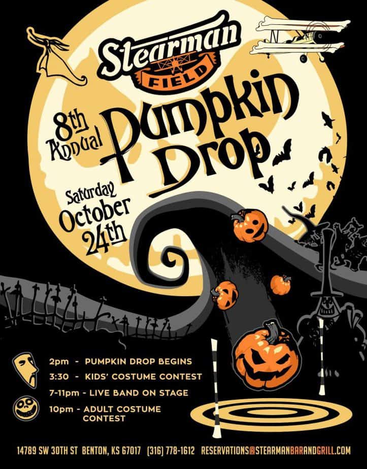Flyer for the 2020 Stearman Field Pumpkin Drop