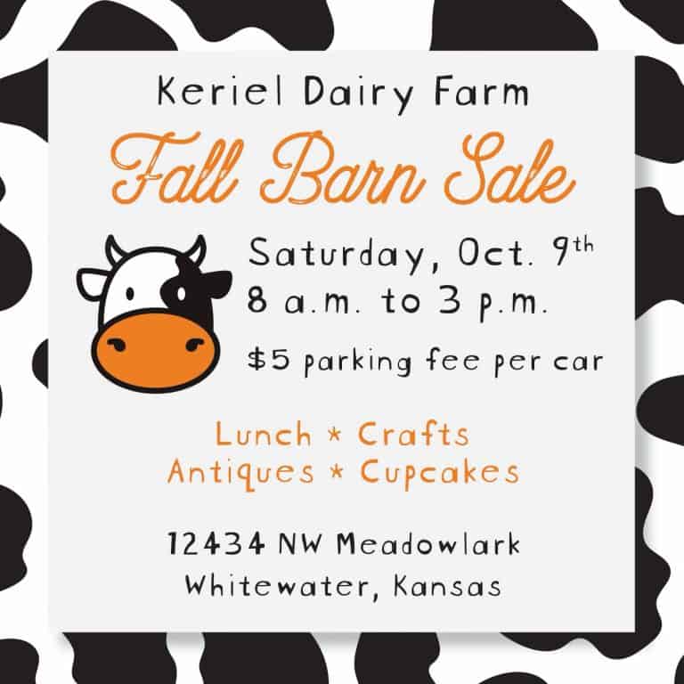 Keriel Dairy Barn Sale flier, Fall 2021