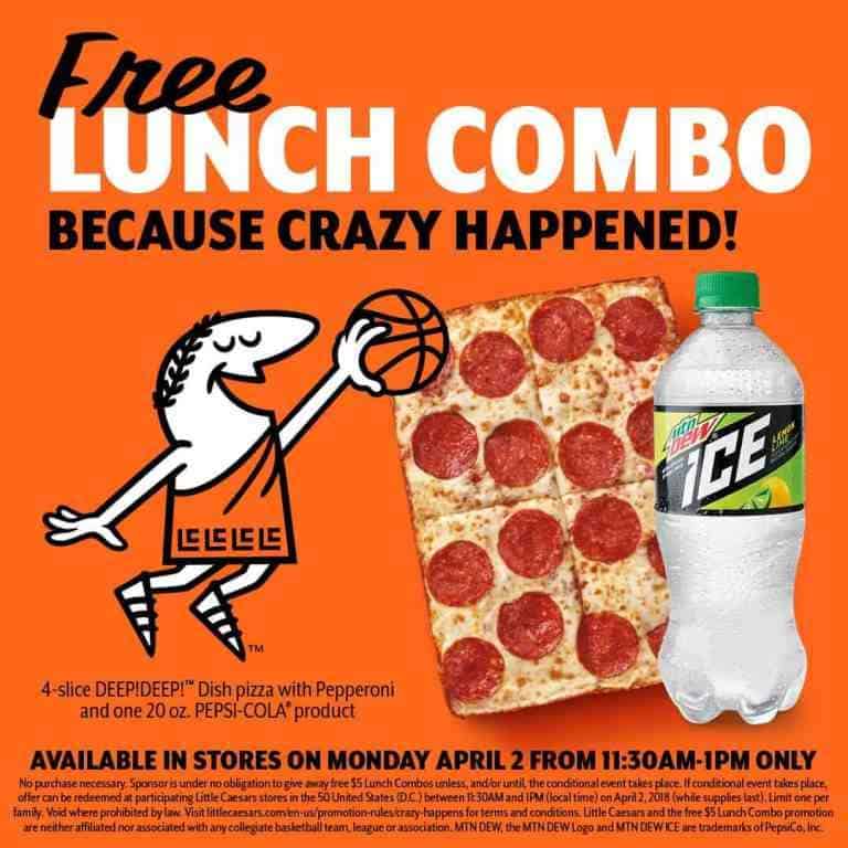 Little Caesar's free lunch combo because crazy happened!