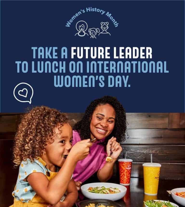shareable dish at noodles and co for international women's day