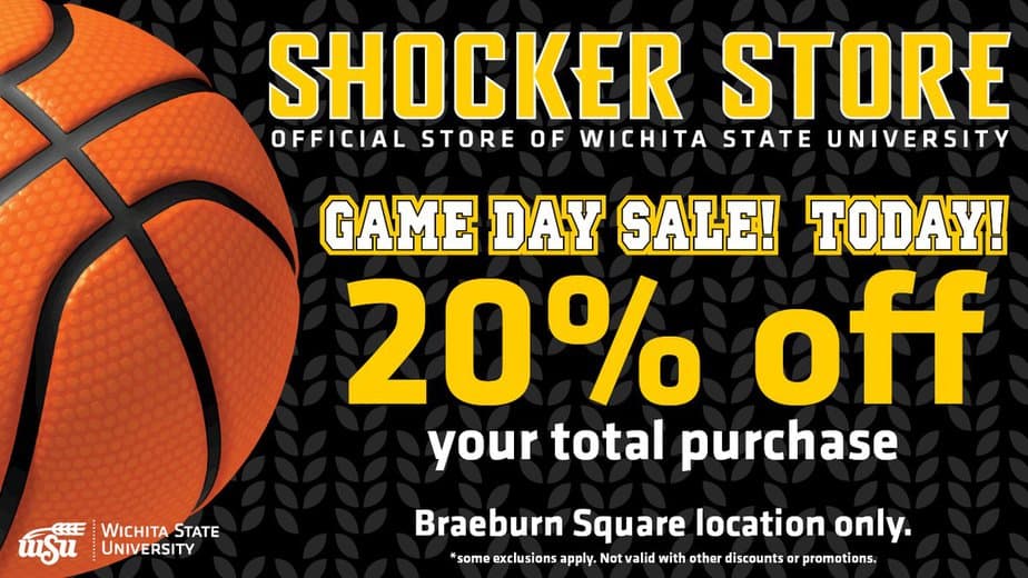 WSU Basketball season - discount at Braeburn Square Shocker Store when the men's team plays at home!