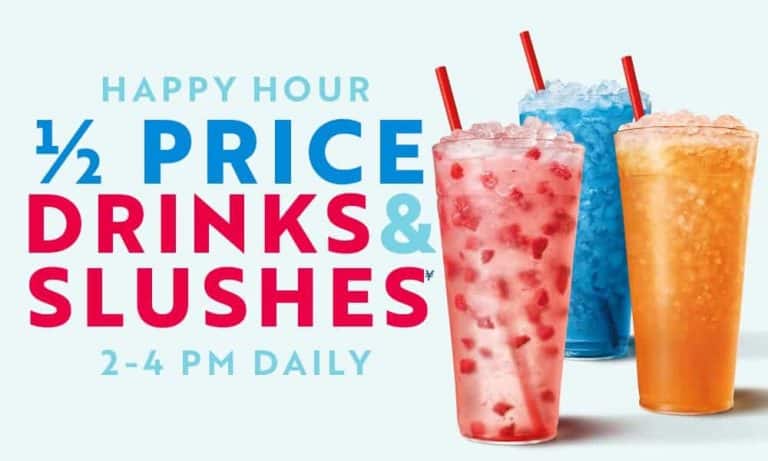 Sonic Drive-In happy hour - 1/2 price drinks & slushes 2-4 p.m. daily