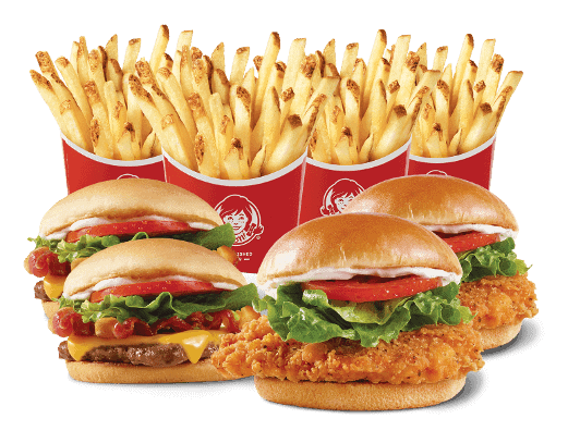 four fries and sandwiches from Wendy's